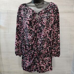 Black and Pink Polka Dot Tunic Top